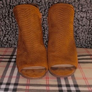 Faux Suede Peep-Toe Booties